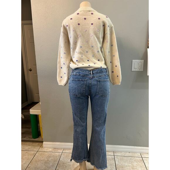 Cozy core LOFT Polka Dot Fuzzy Knit Sweater – Cream Multicolor Dots – XS - Picture 4 of 4